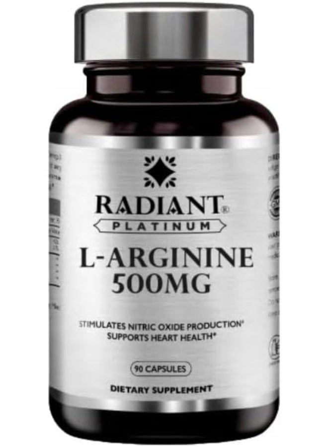 L-Arginine 500 MG –  Nitric Oxide Booster, Heart Health & Muscle Recovery Support x 90 Capsules