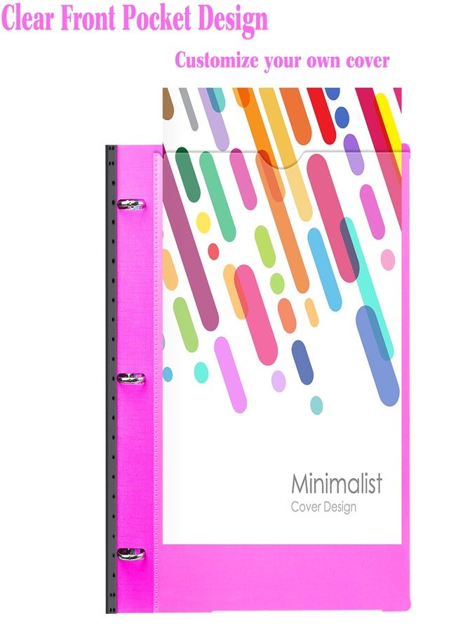 INFUN All-in-one Telescoping Binder Notebook- 2PCS, Refillable 3 Ring Notebook Binder with 1 Plastic Movable Pocket Folder,5 Plastic Subject dividers and Graph Paper and College Ruled Paper- Pink - Image 5