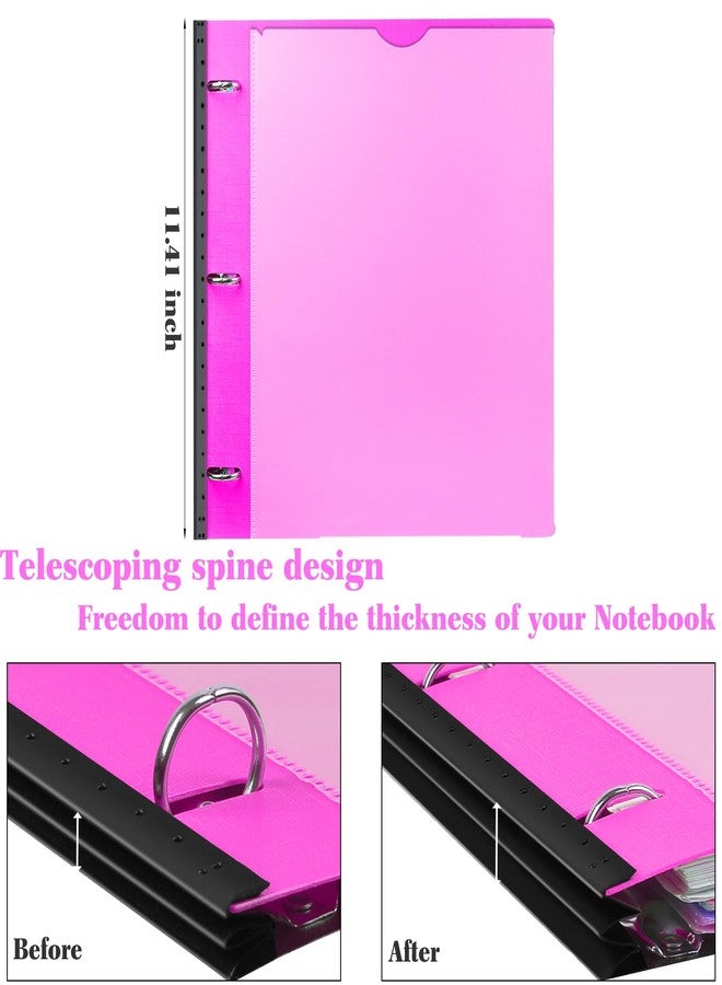 INFUN All-in-one Telescoping Binder Notebook- 2PCS, Refillable 3 Ring Notebook Binder with 1 Plastic Movable Pocket Folder,5 Plastic Subject dividers and Graph Paper and College Ruled Paper- Pink - Image 4