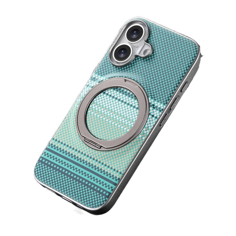 MagSafe iPhone 16 Leather Case Texture for 16 Plus 16 Pro 16 Pro Max with Kickstand and Anti Slip Grip and Anti Fingerprint in Green - Image 1