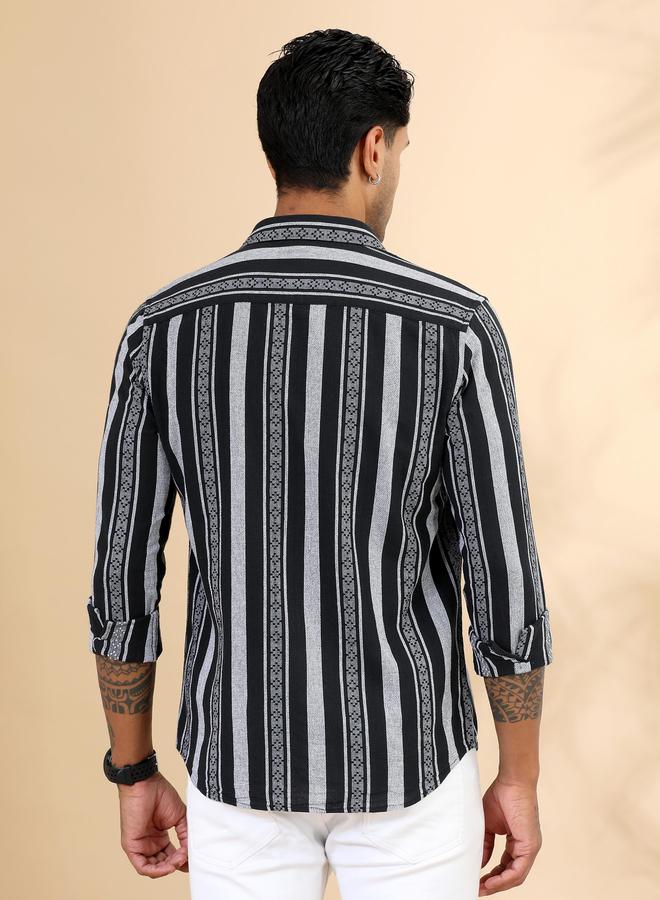 بوشيرت قميص مخطط بياقة سبريد - Image 3