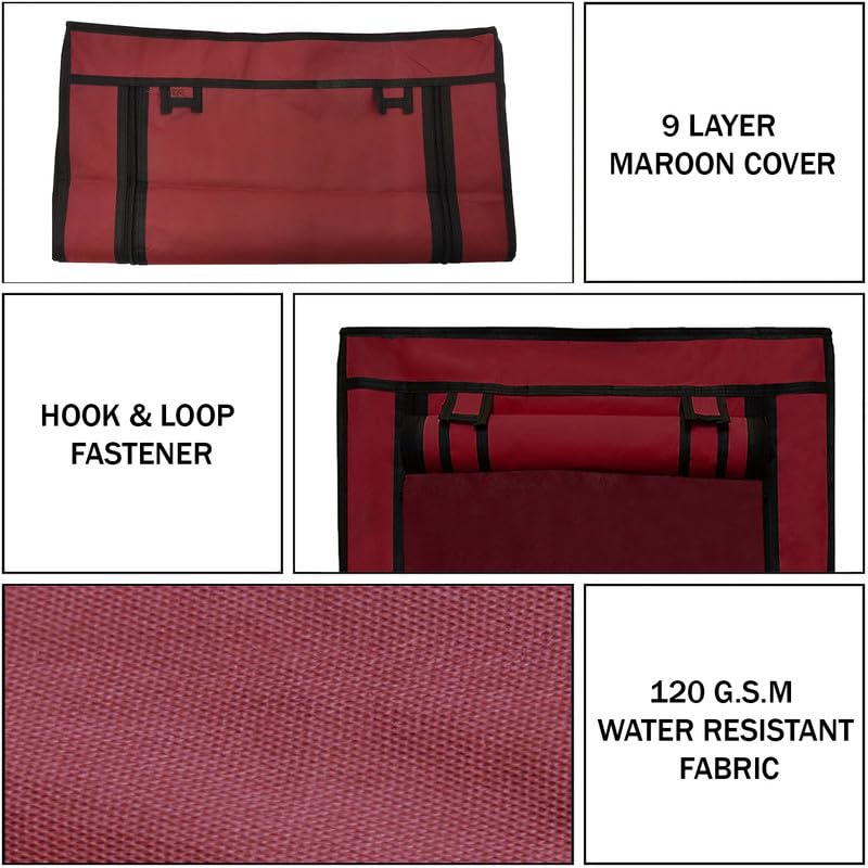 ROBMOB Shoe Rack Cover for Home Only for 9- Layer Portable Foldable Shoe Stand Non Woven Zipper Fabric Cover Maroon - Image 4