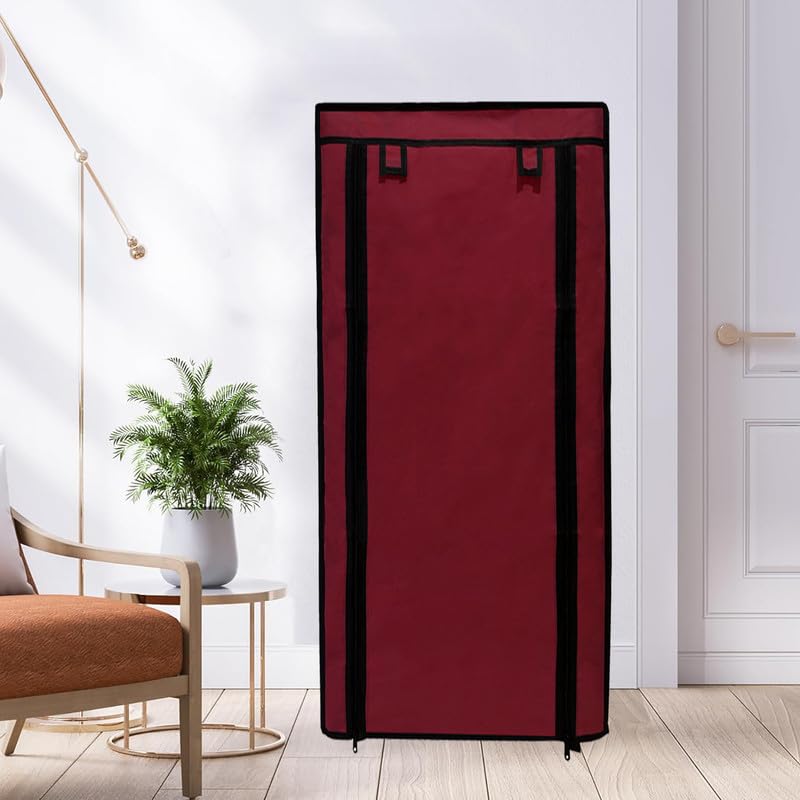 ROBMOB Shoe Rack Cover for Home Only for 9- Layer Portable Foldable Shoe Stand Non Woven Zipper Fabric Cover Maroon - Image 3