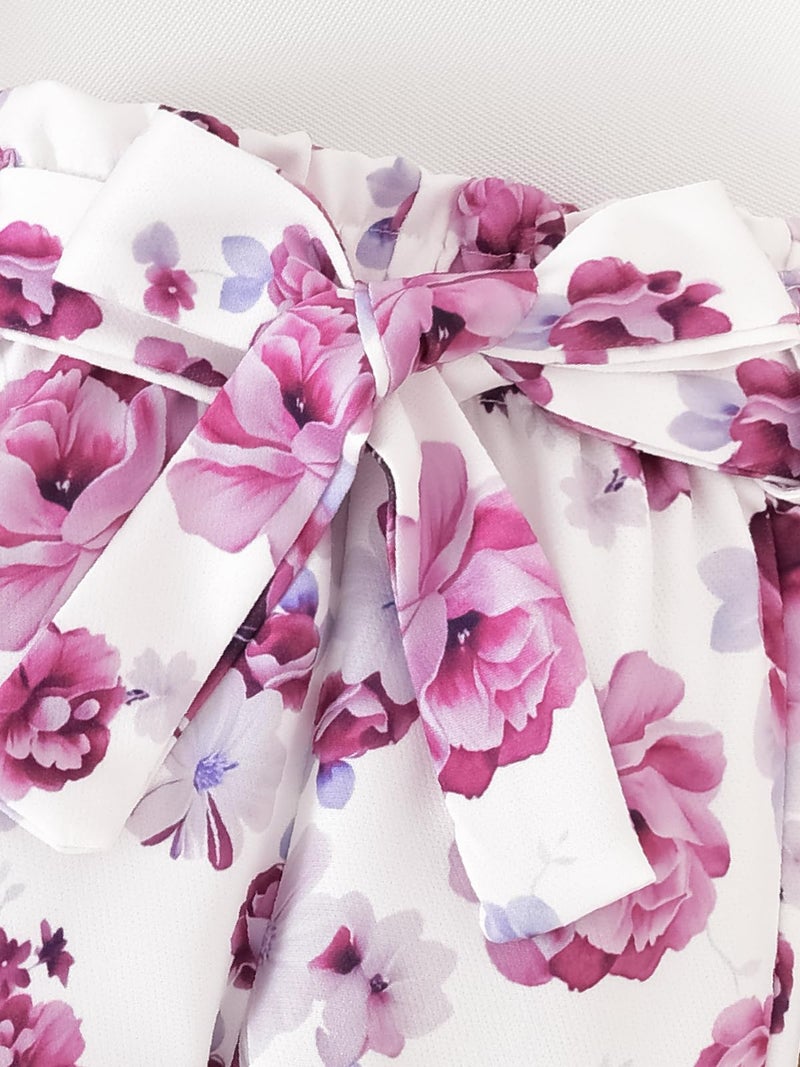 AMAWMW Baby Girl Clothes Set Daddys Little Girl Ruffle Romper Top Floral Pants Newborn Infant Baby Girl Outfit, Purple, 3-6 Months - Image 4