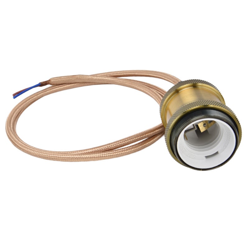 E27 Lamp Holder Golden-Bronze Color: Durable Aluminum Iron Braid Rope Material Pendant Light Lampholder - Easy Installation Modern Retro Design for Home Kitchen Bedroom Cafe Office Lighting - Image 4