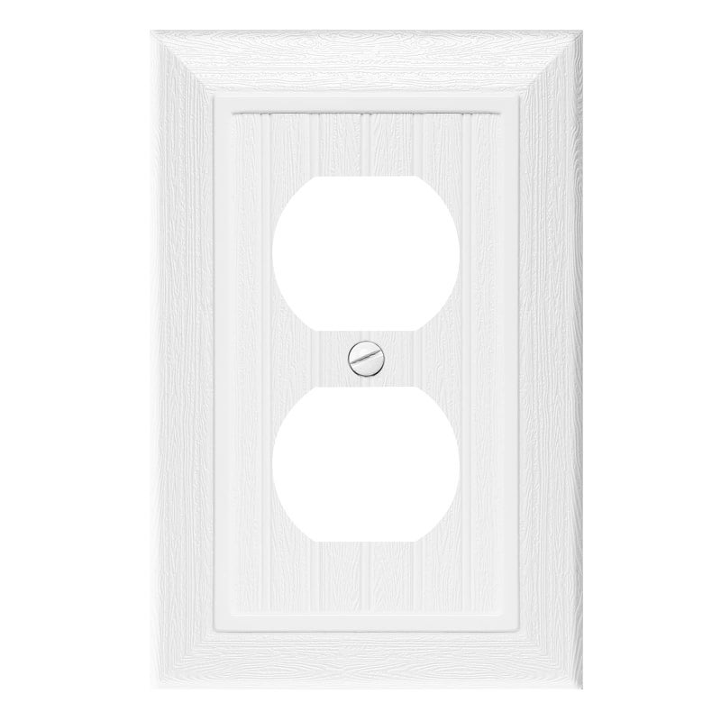 Modern Decorative Wall Plate Switch Plate Outlet Cover Vintage Retro Wood Grain DesignSingle Duplex10 Pack White