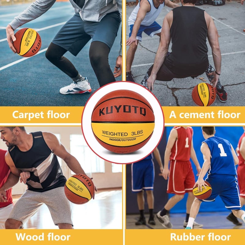 KUYOTQ 3LBS 29.5" Weighted Training Basketball Size 7 Composite Indoor Outdoor Heavy Training Basketball 29.5" for Improving Ball Handling Dribbling Passing and Rebounding Skill - Image 4