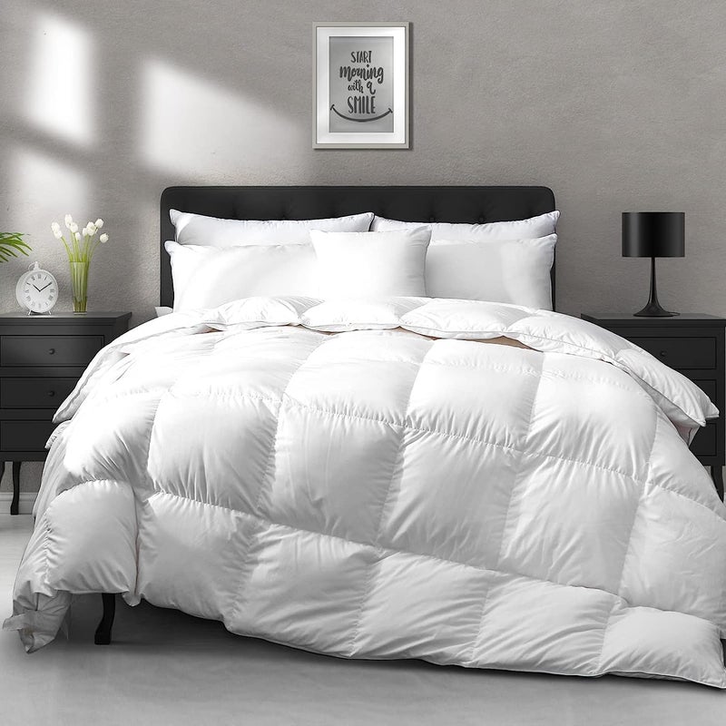 APSMILE Lightweight Down Feather Fibers Comforter Twin Size - Cooling Bed Comforter, Hotel Collection High Fill-Power Thin Duvet Insert for Warm Weather/Hot Sleepers, 68x90, White - Image 1