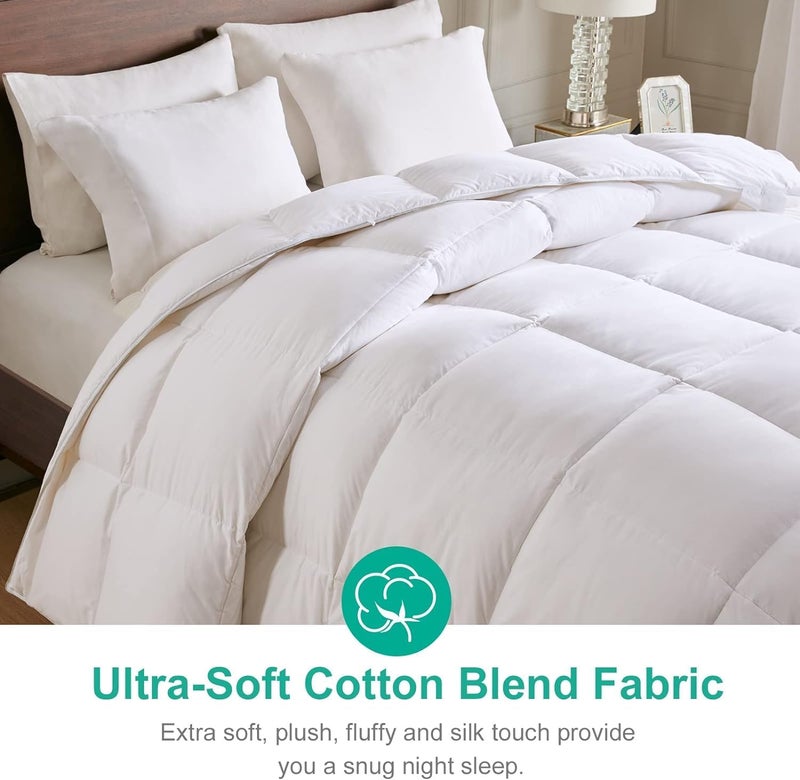 APSMILE Lightweight Down Feather Fibers Comforter Twin Size - Cooling Bed Comforter, Hotel Collection High Fill-Power Thin Duvet Insert for Warm Weather/Hot Sleepers, 68x90, White - Image 4