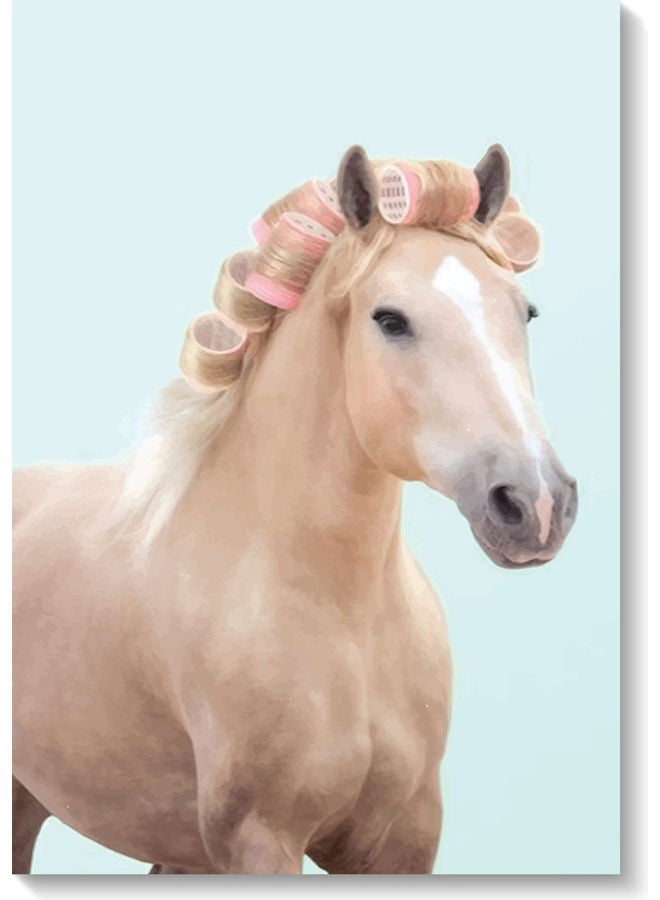 RYN Cute Horse Wall Art Multicolour 40x60cm - Image 1