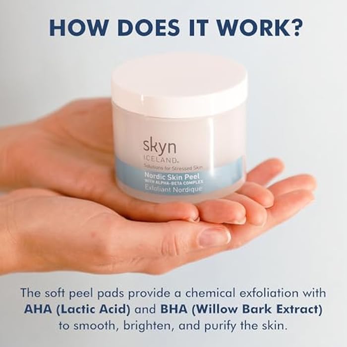 Skyn ICELAND Nordic Skin Resurfacing Facial Pads With AHA and BHA. Exfoliating & Clarifying Peel Targets Fine Lines and Discoloration Without Irritation. 60 Pads - Image 5