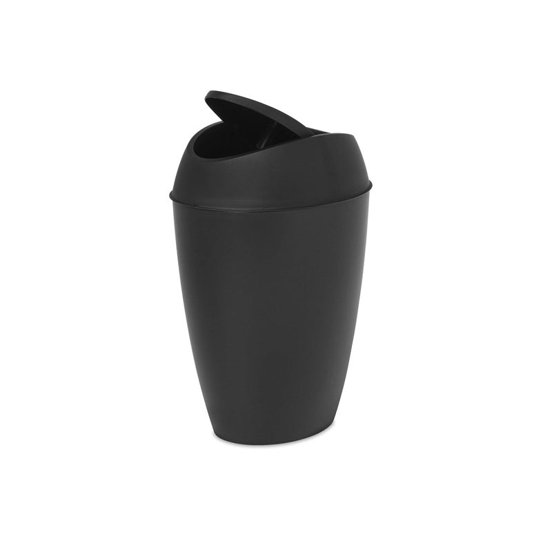 Umbra Twirla Trash Can with Swing-top Lid, 2.4 Gallon, Black - Image 1