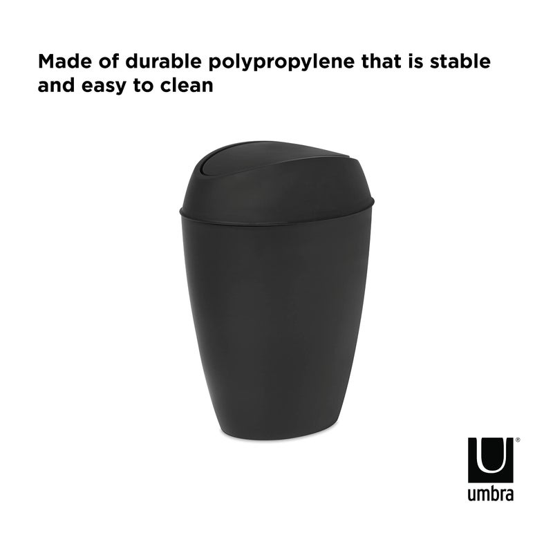Umbra Twirla Trash Can with Swing-top Lid, 2.4 Gallon, Black - Image 5