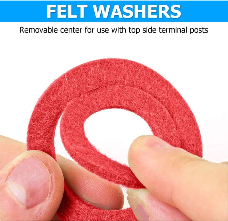 BELOMI 12PCS Battery Terminal Anti Corrosion Washers Protector Fiber and 2PCS Cleaning Brush, Automotive Accessories Universal for Car, Marine, Boat, RV - Image 4