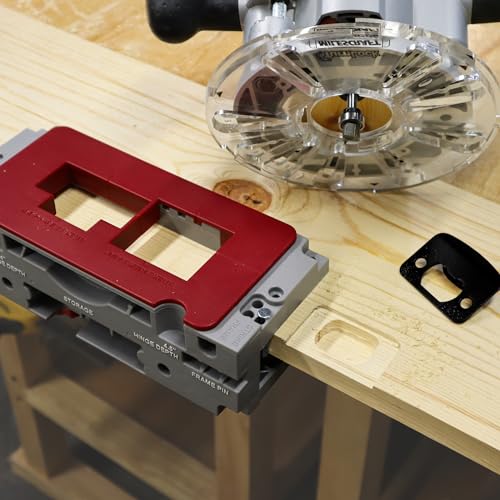 Milescraft 1229 Hinge Jig PLUS – Dual Clamping Door Hinge Jig Door Hinge Mortiser. Complete Hinge Installation Kit Rout Mortises from 2.5” to 4.5”. Strike and Latch Plates Included for Standard Doors - Image 3