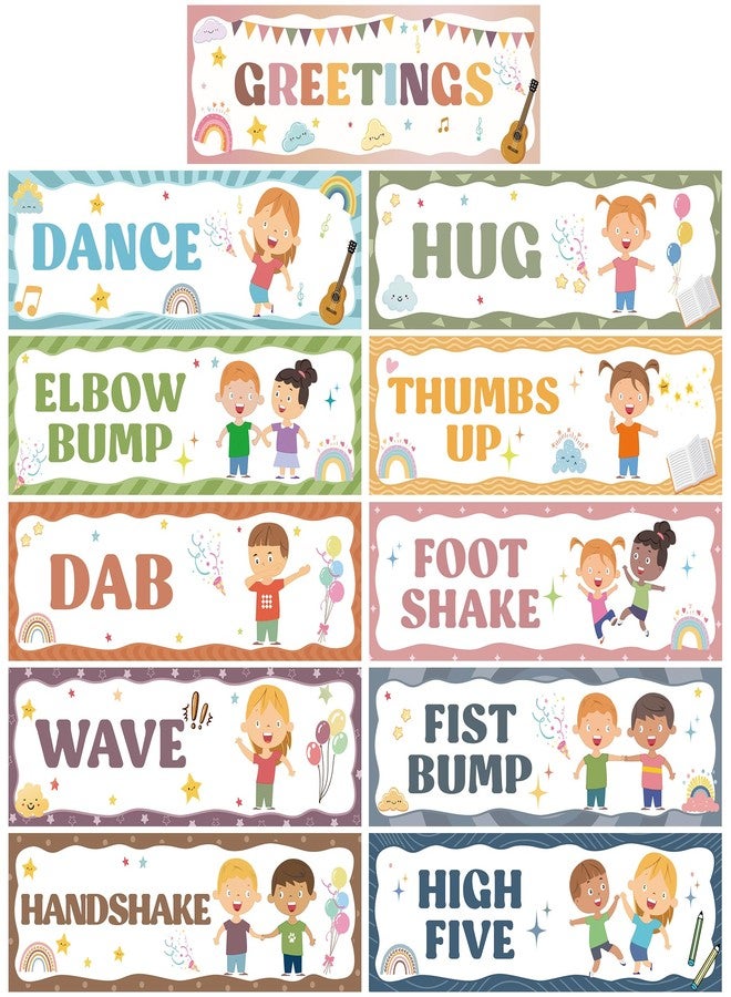Wehhbtye Boho Classroom Greeting Poster, 9.4'' x 3'' Social Distancing Greetings Poster, Waterproof Greetings Choice Classrooms Rules Posters for Back to School Classroom Decor Teacher Supplies - Image 1
