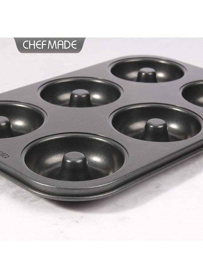 chefmade - 6-Cavity Hollow Round Donut Mold - Black - Image 1