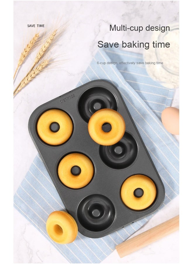 chefmade - 6-Cavity Hollow Round Donut Mold - Black - Image 1