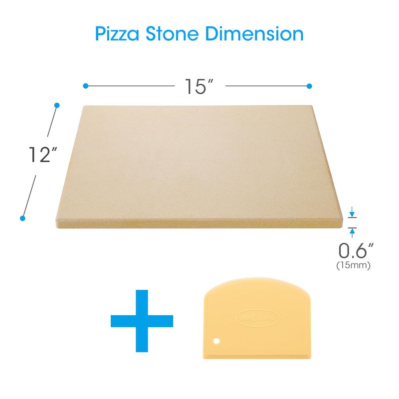 Unicook Pizza Stone, Heavy Duty Cordierite Pizza Pan for Oven and Grill, Thermal Shock Resistant Baking Stone for Bread, 15 X 12 Inch Rectangular, 6.6 lbs - Image 4