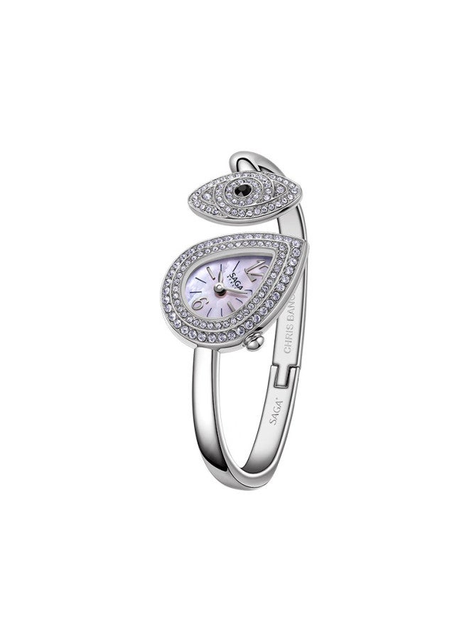 Saga Eye Bracelet Watch For Women Fashion Luxury Imported Movement Silver Adjustable Size - Image 3