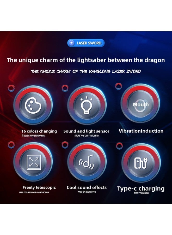 Magic Hero Kanglong Mace Laser Sword Cool Colorful Luminous Band Sound Telescopic Spiral Sword Children's Toys-Color:Kanglong Mace [Rose Gold]]-Specifications:English Color Box