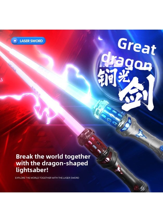Magic Hero Kanglong Mace Laser Sword Cool Colorful Luminous Band Sound Telescopic Spiral Sword Children's Toys-Color:Kanglong Mace [Rose Gold]]-Specifications:English Color Box