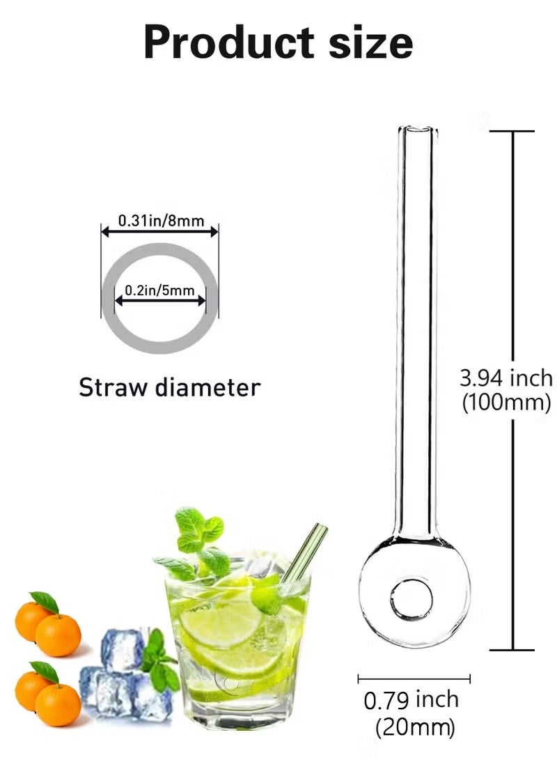 10-piece reusable 3.94-inch glass beverage straw set, includes 2 cleaning brushes (clear). - Image 2