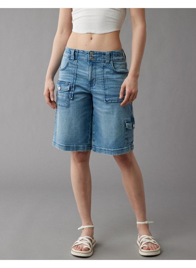 American Eagle AE Dreamy Drape Low-Rise Baggy Bermuda Cargo Short  - Image 1