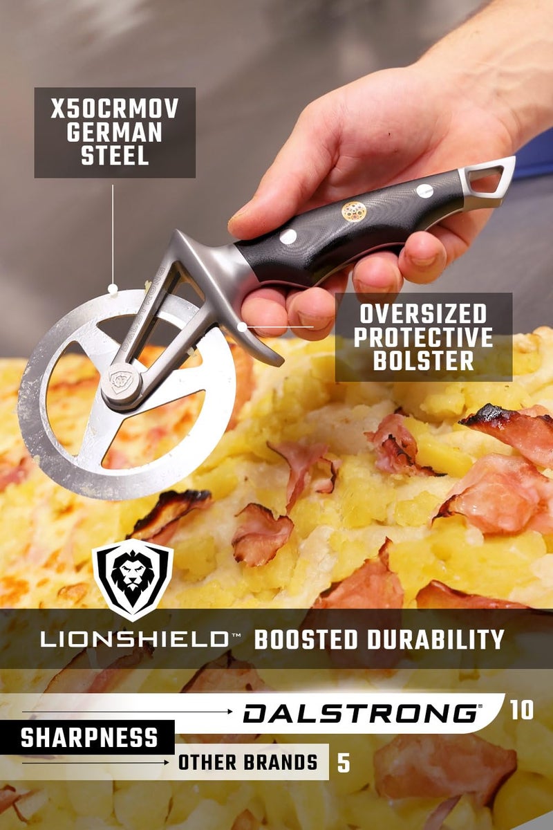 Dalstrong Dalstrong Pizza Wheel Cutter - The Orbit Razor Unique Pizza Wheel & Cutter -High-Carbon Heavy-Duty Stainless Steel - G10 Handle - Razor Sharp - Thumb Guard Protection & Blade Cover  - Image 5