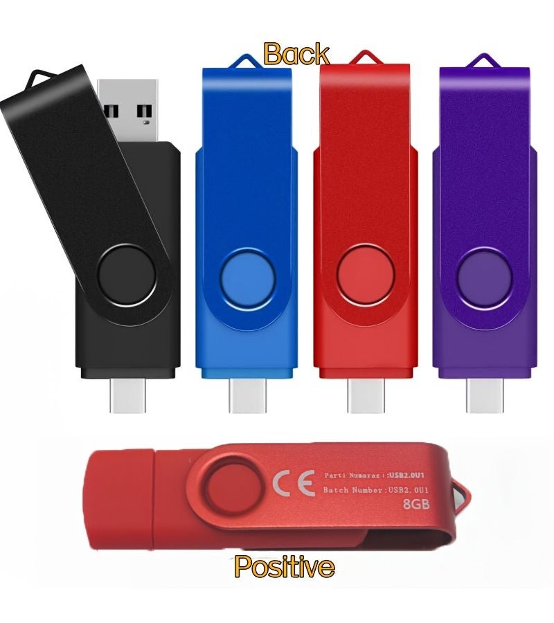 Purple USB C Thumb Drive Dual USB 2.0 Flash Drive 8GB Swivel Design 2-In-1 Portable Type-C Memory Stick For Android Smartphone Computers Macbook Tablets PC - Image 5