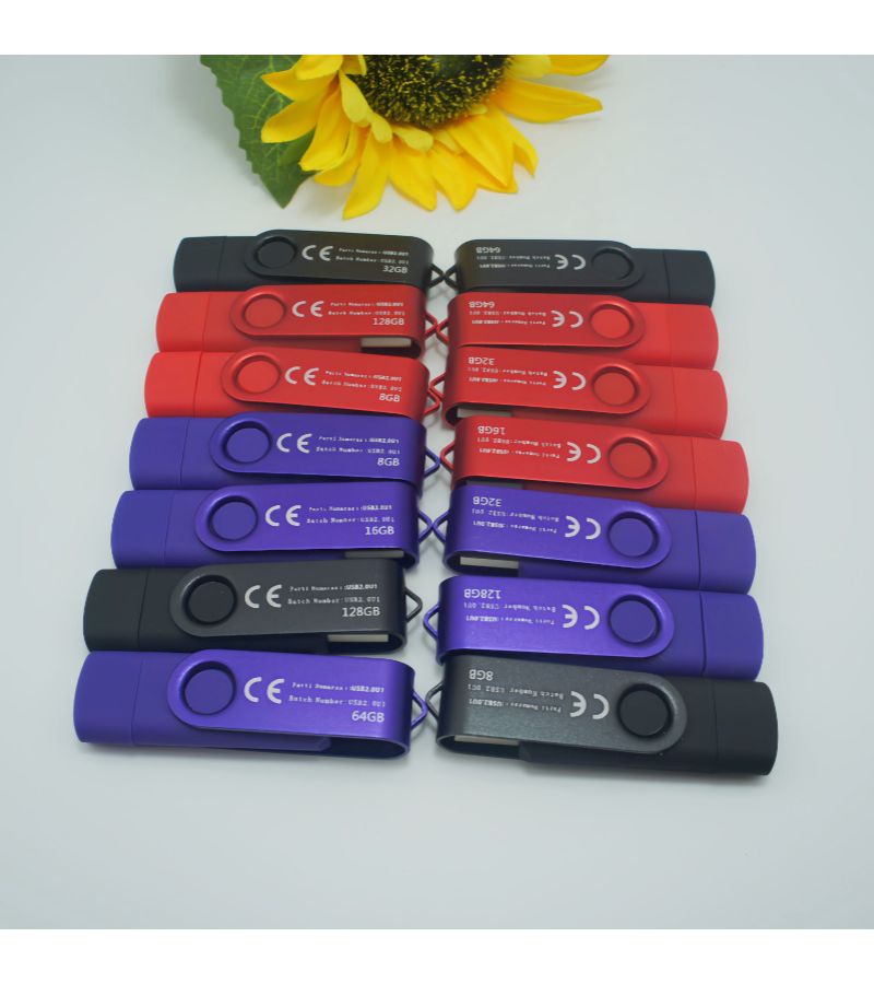 Purple USB C Thumb Drive Dual USB 2.0 Flash Drive 8GB Swivel Design 2-In-1 Portable Type-C Memory Stick For Android Smartphone Computers Macbook Tablets PC - Image 2