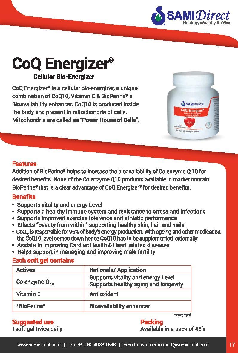 SAMI DIRECT COQ 10 ENERGIZER Ubidecarenone (CoQ 10), Vitamin E with Piperine Cellular Bio Energizer - Image 4