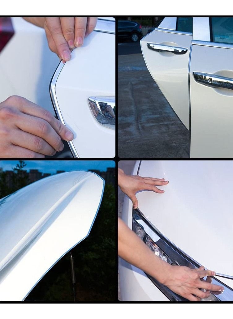 Generic Car Door Edge Guards, Universal U Shape Custom Chrome Plated DIY Moulding Trim Strip Line for Sedan Pickup Air Vent Decoration Silver  - Image 4