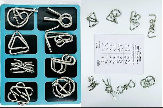 Kunya Metal Puzzle Kit - Set of 8 Brain Teaser Puzzles | Metal Mind Game with Instructions | Improves Focus, Patience & Problem-Solving | Gift for Kids & Adults - Image 2