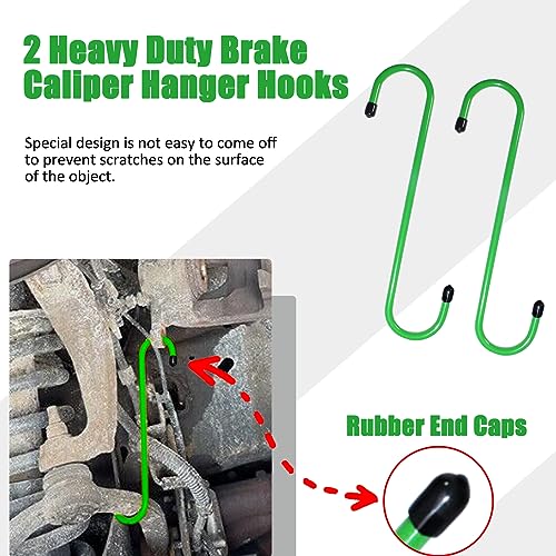 RoadandLord 8 Pcs Green Brake Caliper Hangers, Brake Caliper Hooks, Brake Caliper Hanger Hook Brake Caliper Hooks with Rubber Tips, Stainless Steel Hook/Hanger - 8 Pack (Green) - Image 2