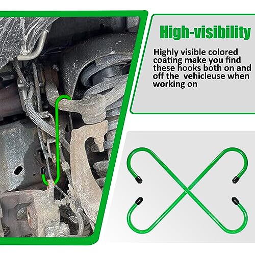RoadandLord 8 Pcs Green Brake Caliper Hangers, Brake Caliper Hooks, Brake Caliper Hanger Hook Brake Caliper Hooks with Rubber Tips, Stainless Steel Hook/Hanger - 8 Pack (Green) - Image 3