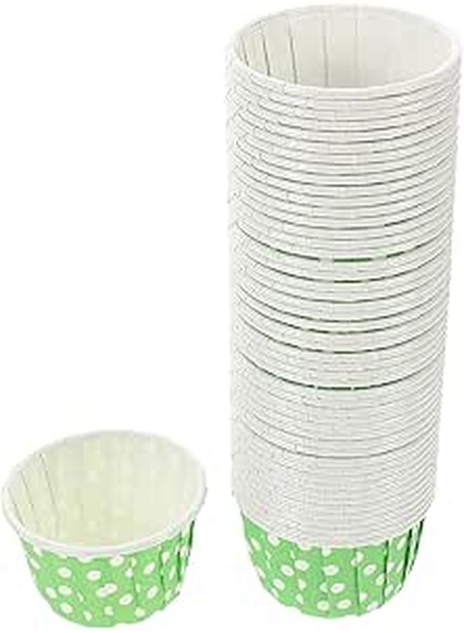 High Temperature Resistant Green Polka Dot Cupcake Liners 50pcs Greaseproof Muffin Cases - Image 1
