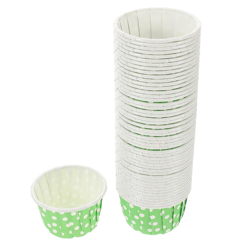 High Temperature Resistant Green Polka Dot Cupcake Liners 50pcs Greaseproof Muffin Cases - Image 2