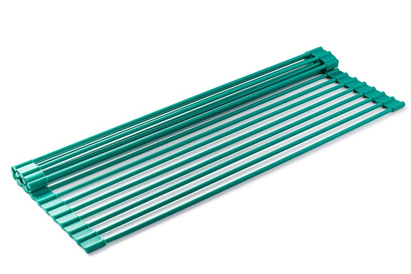 Bellemain Dish Rack Over Sink Drying Rack Roll Up Dish Drying Rack  Silicone  Stainless Steel Dish Drainer Dish Drying Mat Kitchen Drying Rack Space Saving Drying Rack Green Medium