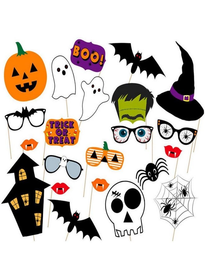 Soochat Halloween Photo Booth Props DIY Kit Halloween Photo Props for Photoshoot Halloween Selfie Props for Dress Up Halloween Party Costumes Accessories 22 Pcs - Image 1