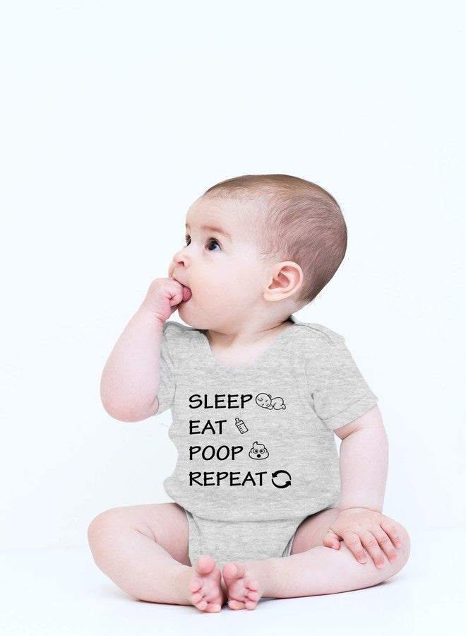 CBTwear ملابس أطفال CBTwear Eat, Poop, Repeat - ملابس أطفال - أطقم ملابس أطفال مرحة للأولاد والبنات (6 أشهر، رمادي فاتح) - Image 2