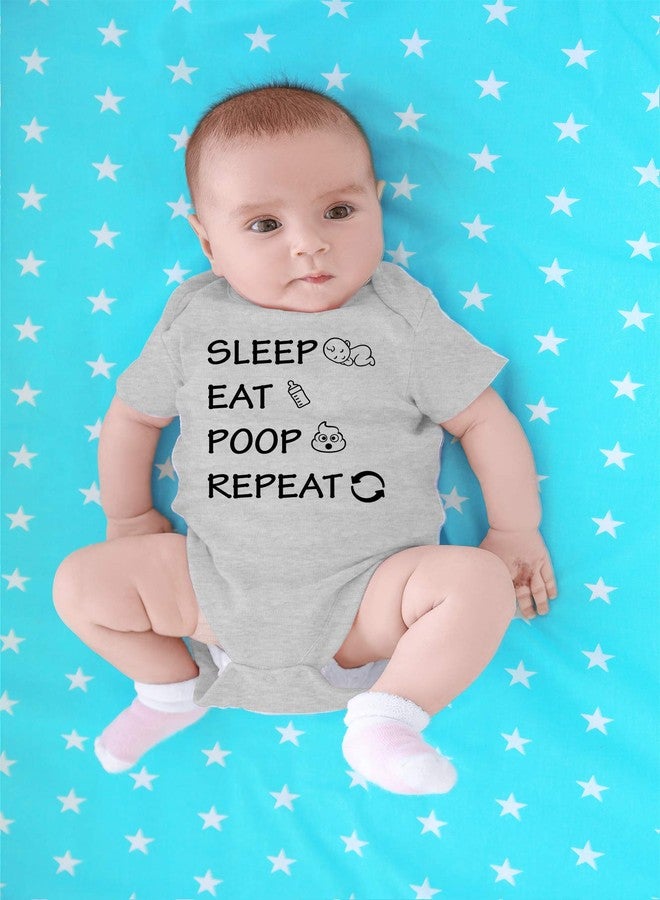 CBTwear ملابس أطفال CBTwear Eat, Poop, Repeat - ملابس أطفال - أطقم ملابس أطفال مرحة للأولاد والبنات (6 أشهر، رمادي فاتح) - Image 4