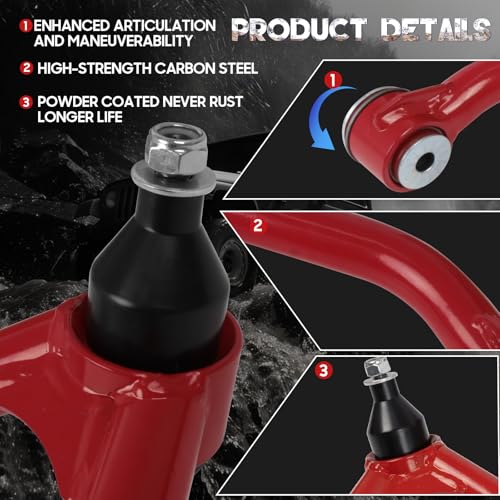 Autoptzxd 2-4" Lift Upper Control Arms Compatible with 2014-2018 Chevy Silverado GMC Sierra 1500, Front Tubular Suspension Control Arm for Cadillac Escalade Avalanche Tahoe, 2 Replacement Ball Joints - Image 4