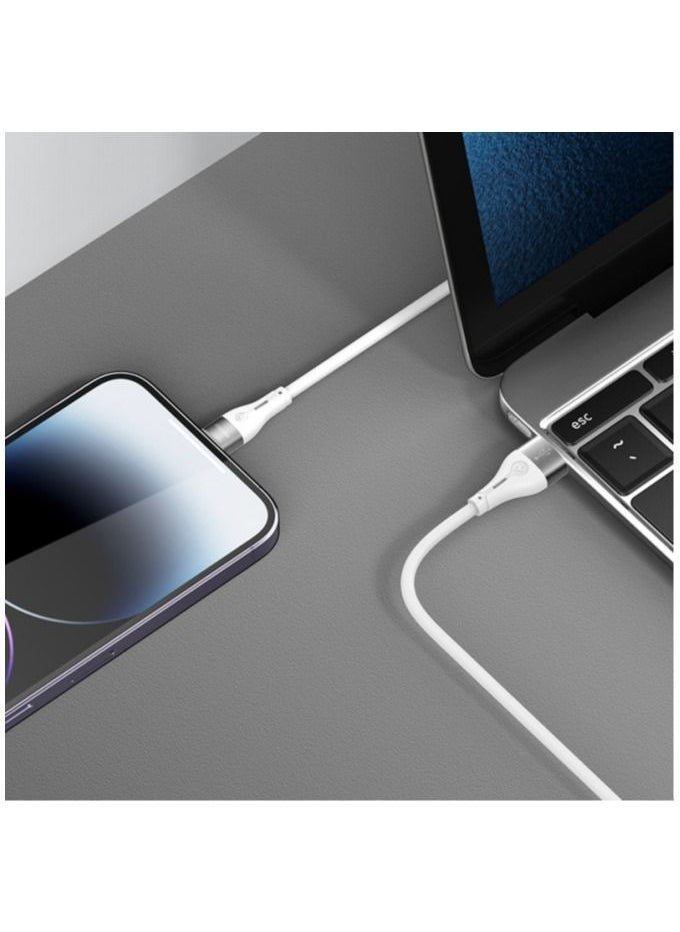 Recci RECCI RS11L 2.4A Fast Charging Silicone Lightning Cable 1M - White  - Image 2