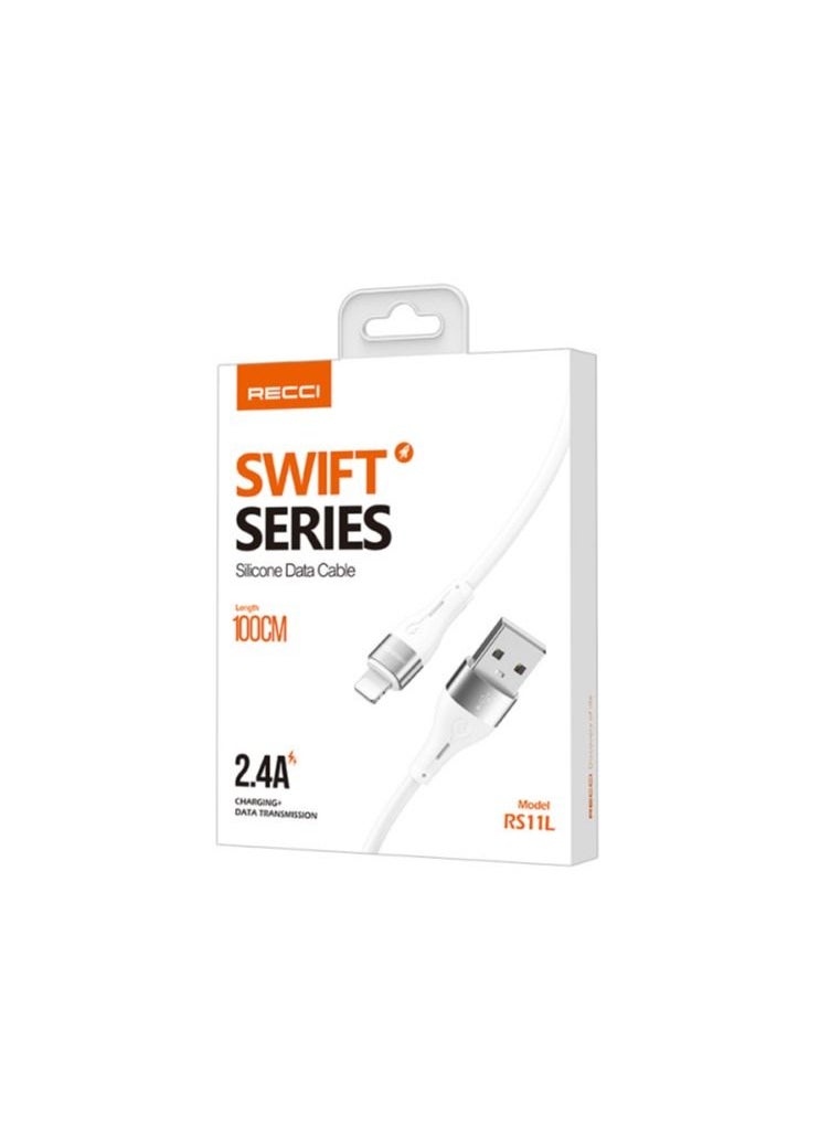 Recci RECCI RS11L 2.4A Fast Charging Silicone Lightning Cable 1M - White  - Image 3