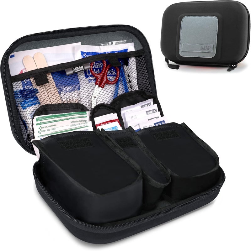 USA Gear USA Gear Travel Organizer Case for First-Aid Supplies - Organize Band-Aids, Bandages, Alcohol/Anti-Septic Pads, Safety Pins, Thermometers, Scissors, Ice-Packs, Heat Packs, etc. - First Aid Case Only