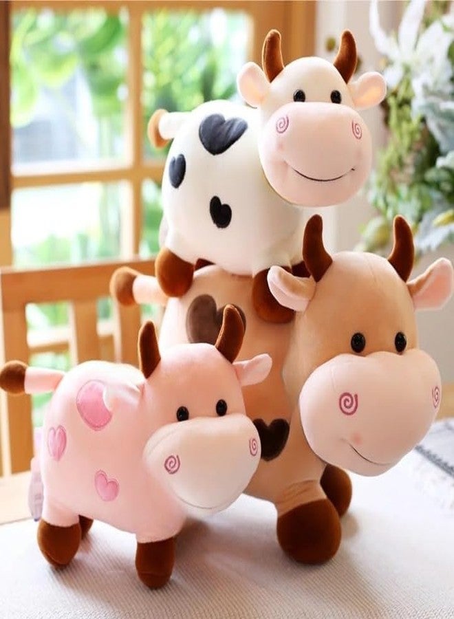 Tinytotem Milky Moo Cow Plush Soft Toy Stuffed Cartoon Pet Kawai Animal Plushie Cattle Toys Doll Birthday Gifts for Friends Kids Girls Decorative Toy White 28cm - Image 5