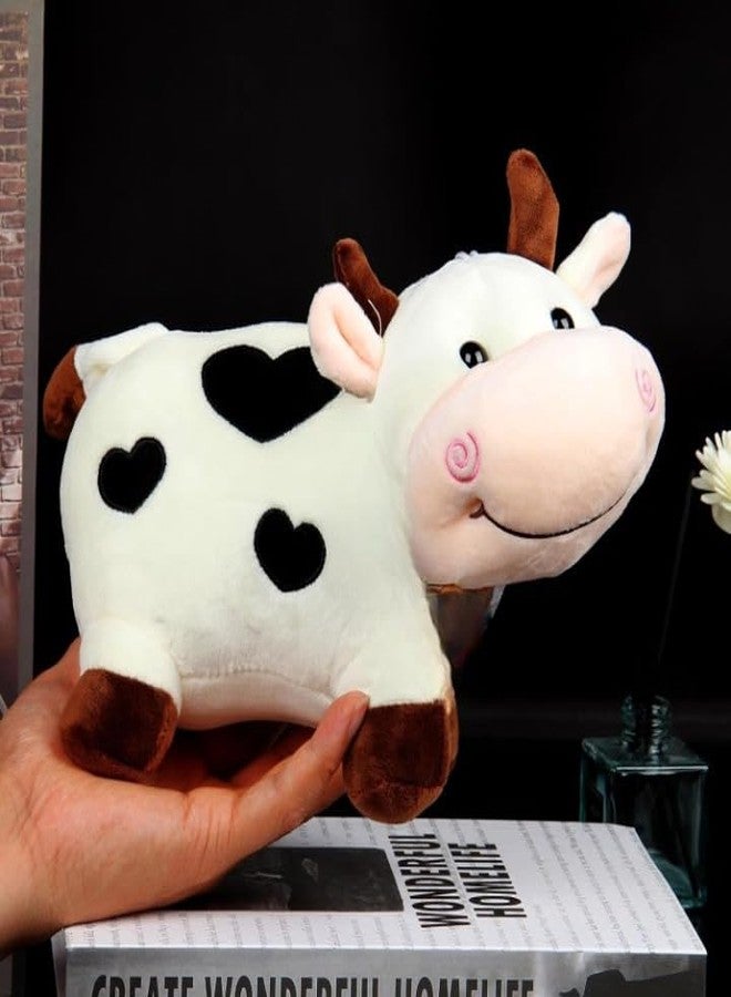 Tinytotem Milky Moo Cow Plush Soft Toy Stuffed Cartoon Pet Kawai Animal Plushie Cattle Toys Doll Birthday Gifts for Friends Kids Girls Decorative Toy White 28cm - Image 4