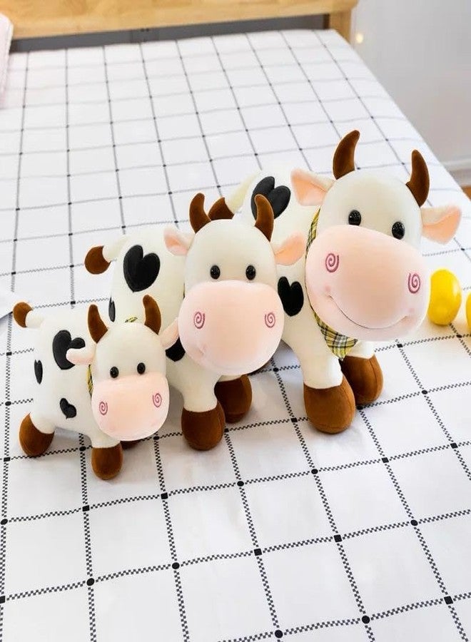 Tinytotem Milky Moo Cow Plush Soft Toy Stuffed Cartoon Pet Kawai Animal Plushie Cattle Toys Doll Birthday Gifts for Friends Kids Girls Decorative Toy White 28cm - Image 2