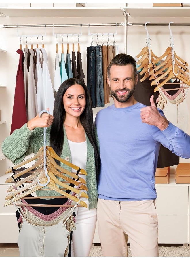 HOUSE DAY - HOUSE DAY White Magic Plastic Hangers Space Saving Organizers and Storage Clothes Hanger Multi Hangers Sturdy Wardrobe Closet for Heavy Clothes, Dorm Room Bedroom Home RV Car Camper Essentials 20 Pack - Image 1